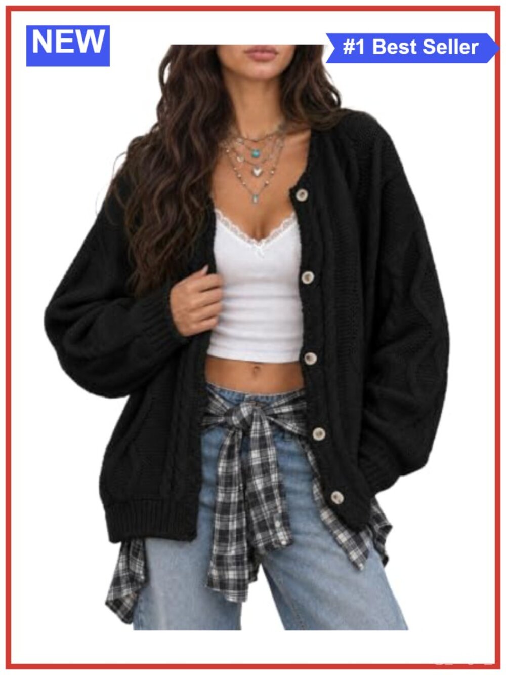 Oversized Chunky Cable Knit Cardigan Long Sweater Button Up Fall Layer